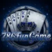 Casino game with roulette wheel and poker chips